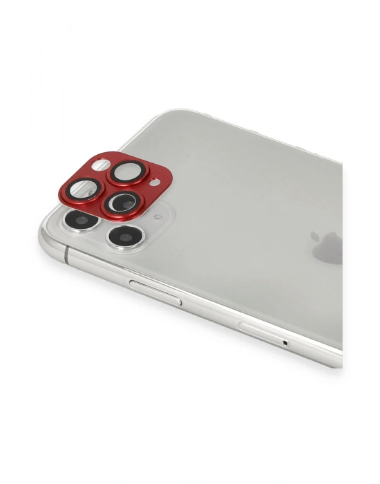 Newface iPhone 11 Pro Max Pers Alüminyum Kamera Lens - Kırmızı