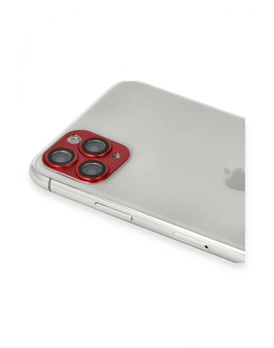 Newface iPhone 11 Pro Max Pers Alüminyum Kamera Lens - Kırmızı
