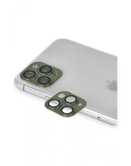 Newface iPhone 11 Pro Max Pers Alüminyum Kamera Lens - Yeşil