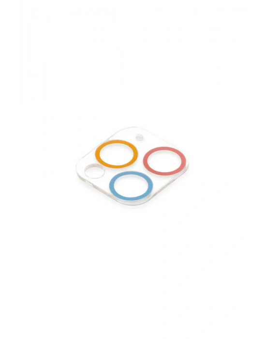 Newface iPhone 11 Pro Max Renkli Kamera Lens Koruma Cam - Pembe-Mavi