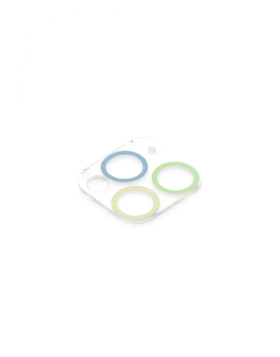 Newface iPhone 11 Pro Max Renkli Kamera Lens Koruma Cam - Yeşil-Sarı
