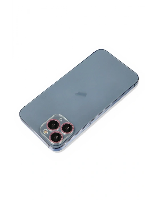 Newface iPhone 11 Pro Max Shine Kamera Lens Koruma Cam - Pembe