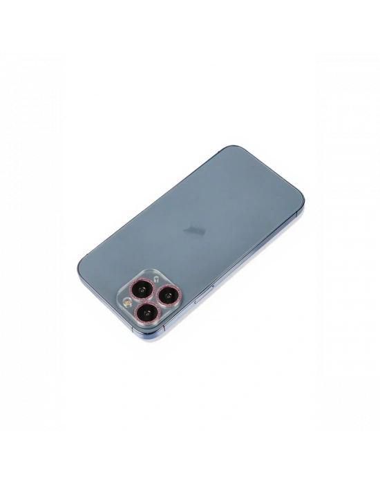 Newface iPhone 11 Pro Max Shine Kamera Lens Koruma Cam - Pembe