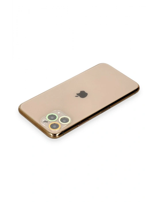 Newface iPhone 11 Pro Renkli Kamera Lens Koruma Cam - Sarı-Turuncu