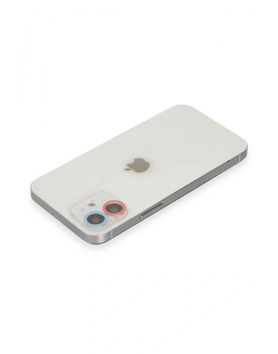 Newface iPhone 11 Renkli Kamera Lens Koruma Cam - Pembe-Mavi