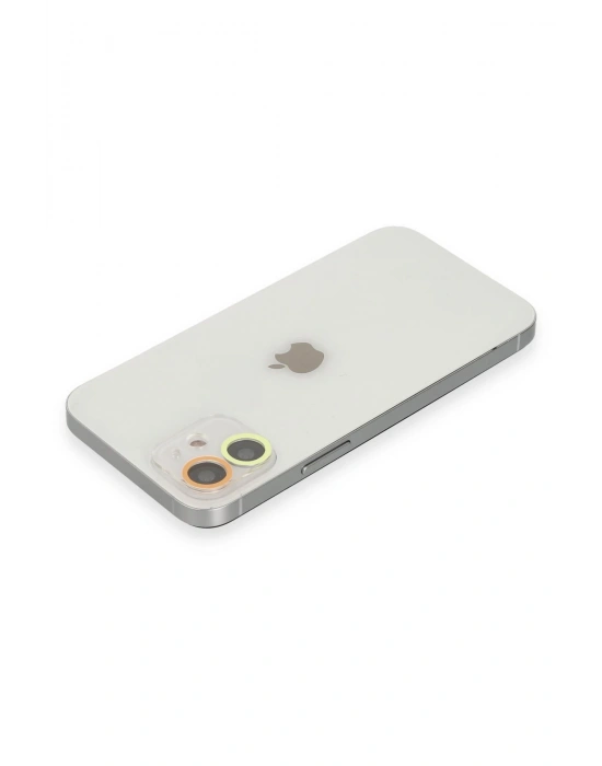 Newface iPhone 11 Renkli Kamera Lens Koruma Cam - Sarı-Turuncu