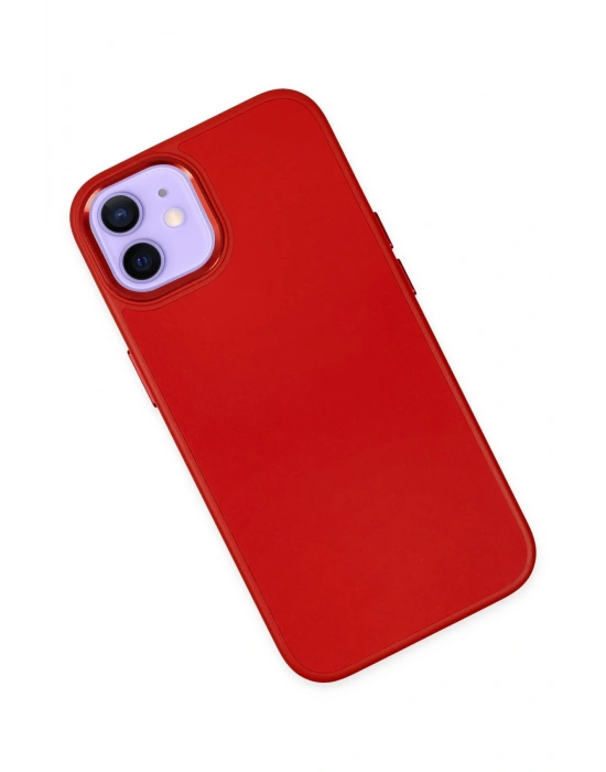 Newface iPhone 12 Kılıf Asya Deri Silikon - Kırmızı