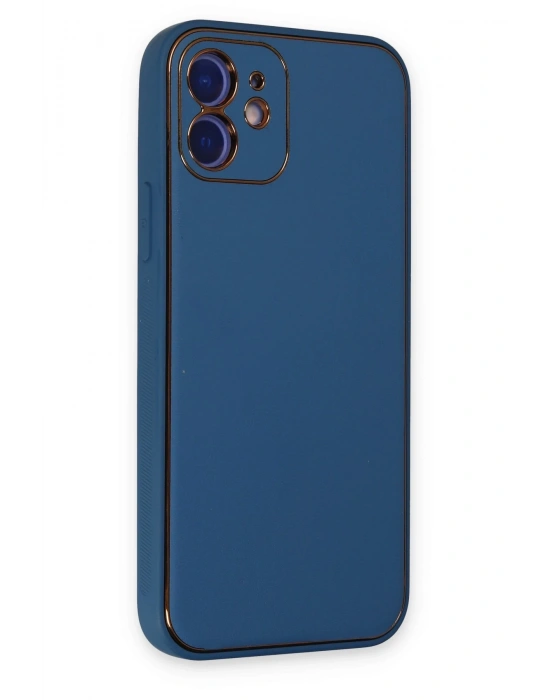 Newface iPhone 12 Kılıf Coco Deri Silikon Kapak - Açık Mavi