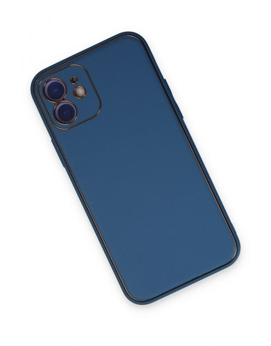 Newface iPhone 12 Kılıf Coco Deri Silikon Kapak - Açık Mavi