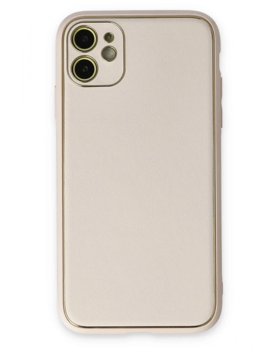 Newface iPhone 12 Kılıf Coco Deri Silikon Kapak - Beyaz