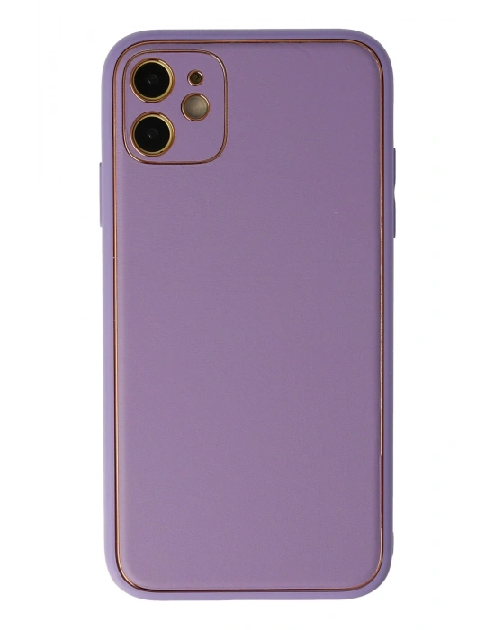 Newface iPhone 12 Kılıf Coco Deri Silikon Kapak - Lila
