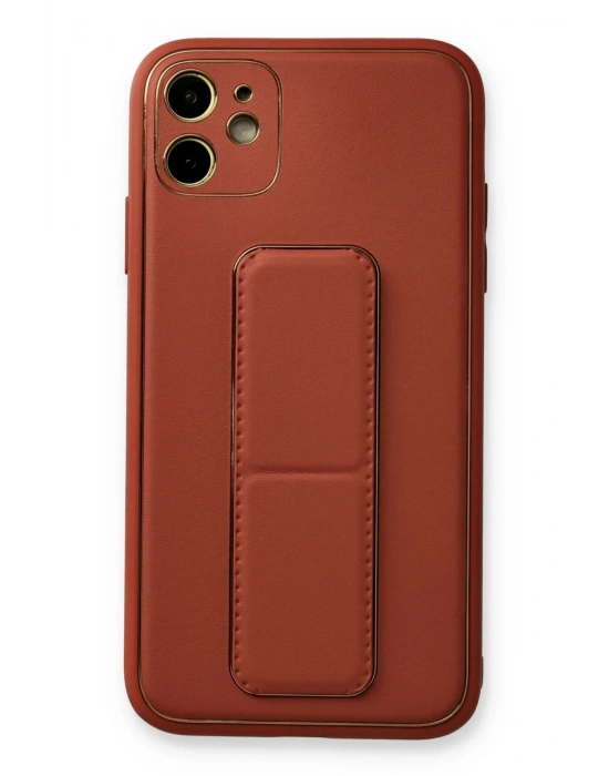 Newface iPhone 12 Kılıf Coco Deri Standlı Kapak - Fuşya