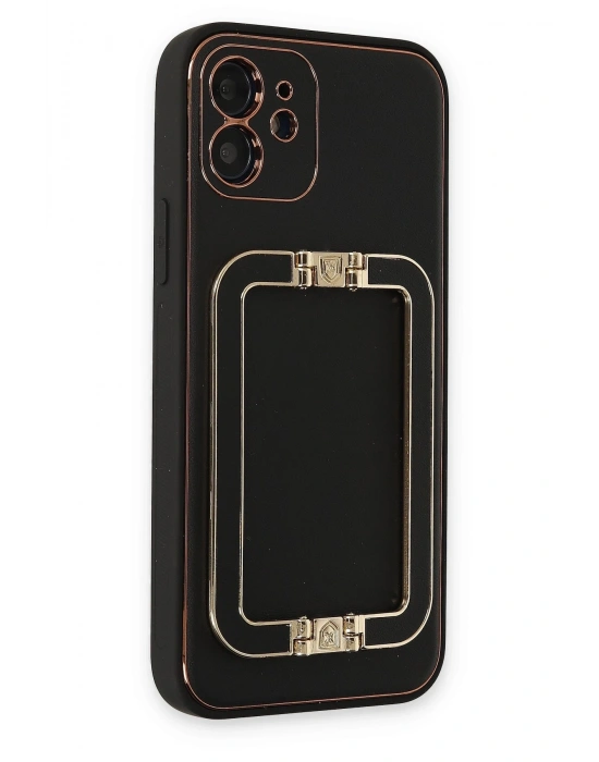 Newface iPhone 12 Kılıf Coco Elit Kapak - Siyah