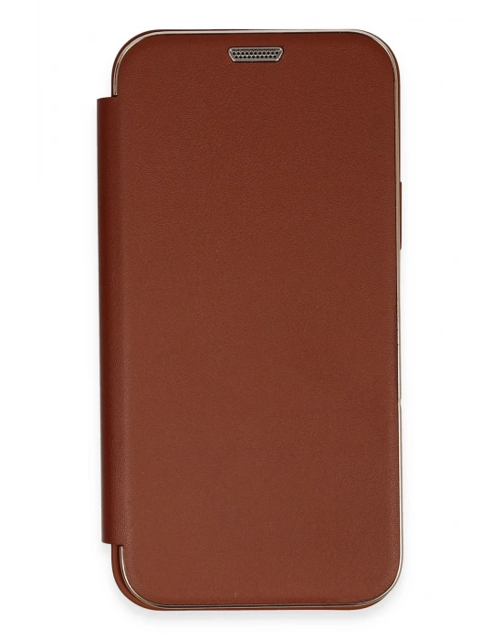 Newface iPhone 12 Kılıf Dolpin Kapaklı - Kahverengi