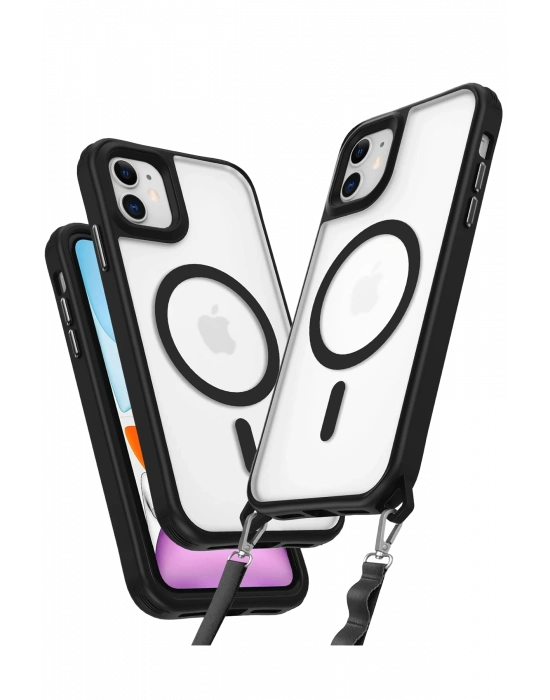 Newface iPhone 12 Kılıf Enka Magsafe Silikon Kılıf - Siyah