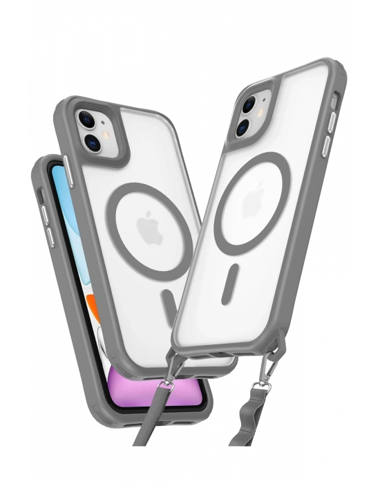 Newface iPhone 12 Kılıf Enka Magsafe Silikon Kılıf - Titan Gri