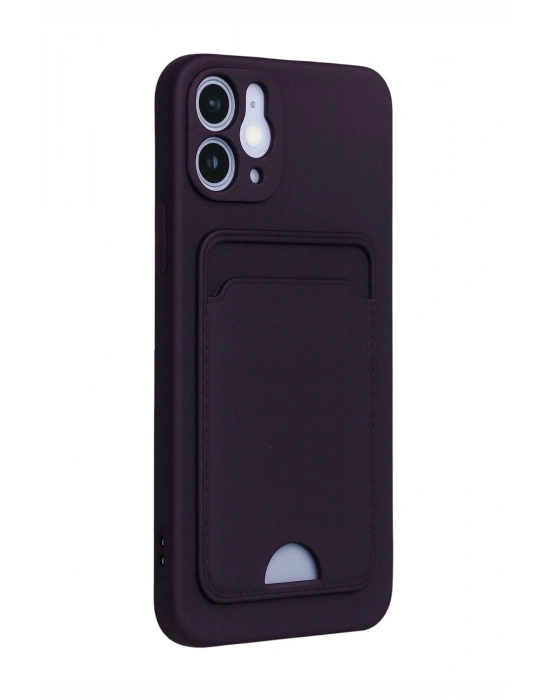 Newface iPhone 12 Kılıf Kelvin Kartvizitli Silikon - Derin Mor