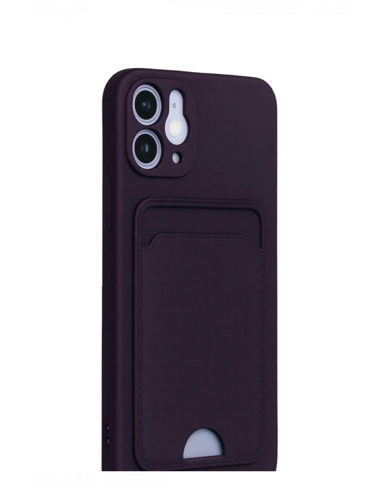 Newface iPhone 12 Kılıf Kelvin Kartvizitli Silikon - Derin Mor