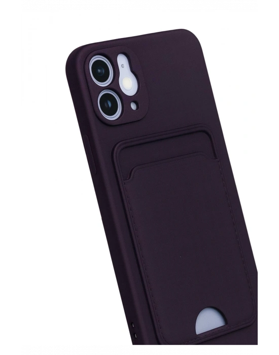 Newface iPhone 12 Kılıf Kelvin Kartvizitli Silikon - Derin Mor