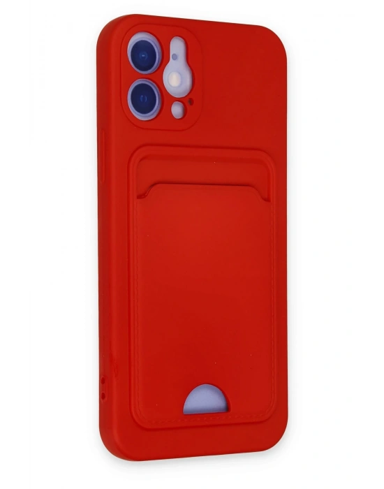 Newface iPhone 12 Kılıf Kelvin Kartvizitli Silikon - Kırmızı