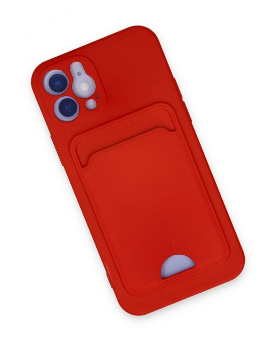 Newface iPhone 12 Kılıf Kelvin Kartvizitli Silikon - Kırmızı