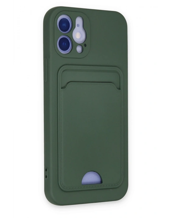 Newface iPhone 12 Kılıf Kelvin Kartvizitli Silikon - Koyu Yeşil