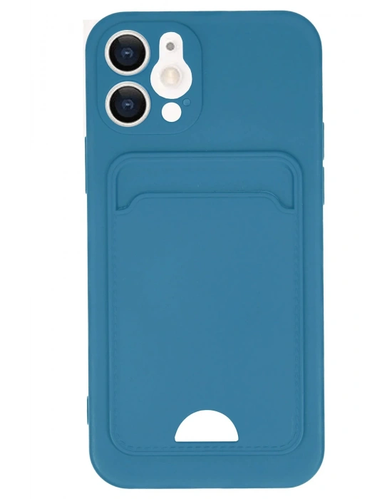 Newface iPhone 12 Kılıf Kelvin Kartvizitli Silikon - Mavi