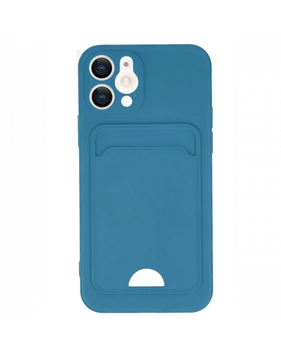 Newface iPhone 12 Kılıf Kelvin Kartvizitli Silikon - Mavi