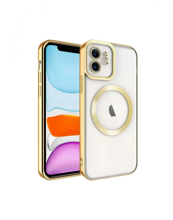 Newface iPhone 12 Kılıf Kross Magneticsafe Kapak - Gold
