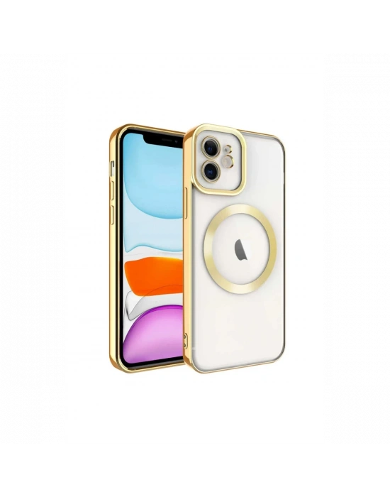 Newface iPhone 12 Kılıf Kross Magneticsafe Kapak - Gold