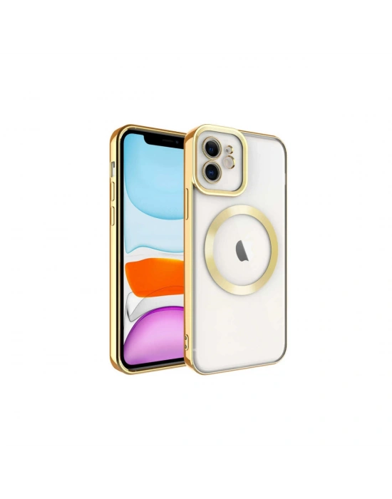 Newface iPhone 12 Kılıf Kross Magneticsafe Kapak - Gold