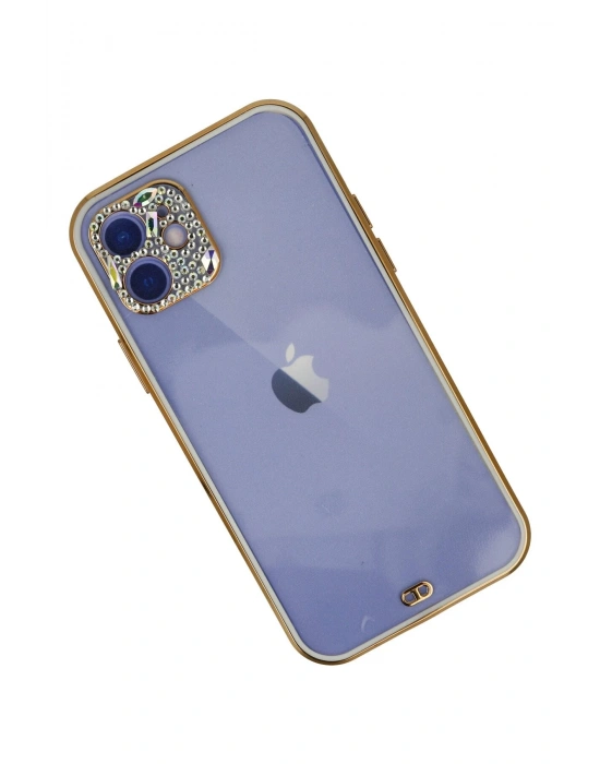 Newface iPhone 12 Kılıf Liva Taşlı Silikon - Beyaz