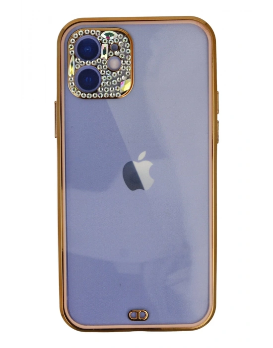 Newface iPhone 12 Kılıf Liva Taşlı Silikon - Pembe