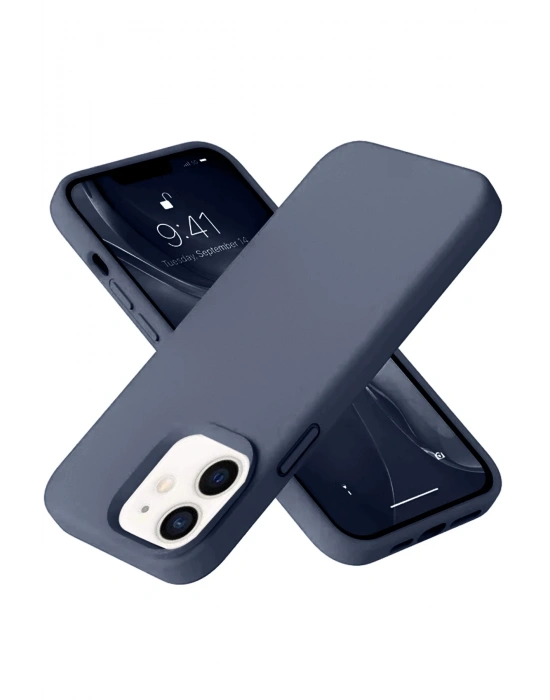 Newface iPhone 12 Kılıf Nano içi Kadife Silikon - Lacivert