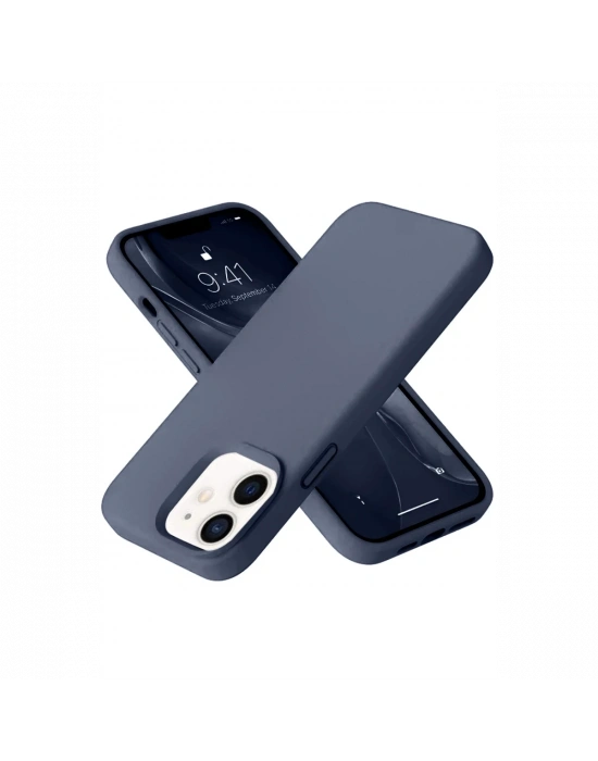 Newface iPhone 12 Kılıf Nano içi Kadife Silikon - Lacivert