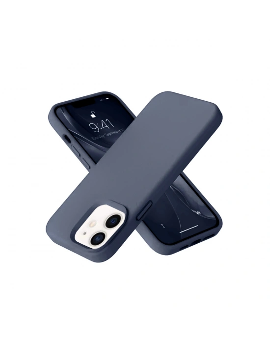 Newface iPhone 12 Kılıf Nano içi Kadife Silikon - Lacivert