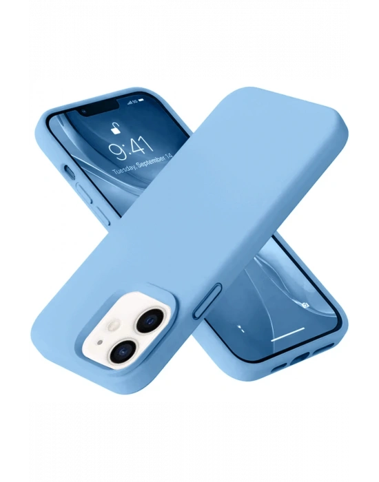 Newface iPhone 12 Kılıf Nano içi Kadife Silikon - Mavi