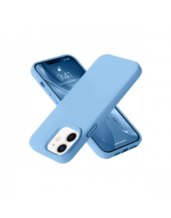 Newface iPhone 12 Kılıf Nano içi Kadife Silikon - Mavi