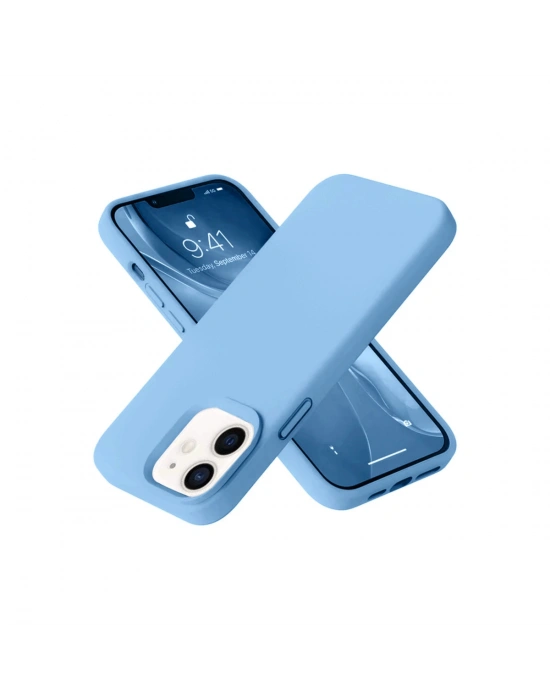 Newface iPhone 12 Kılıf Nano içi Kadife Silikon - Mavi