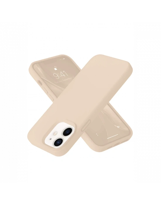 Newface iPhone 12 Kılıf Nano içi Kadife Silikon - Pudra