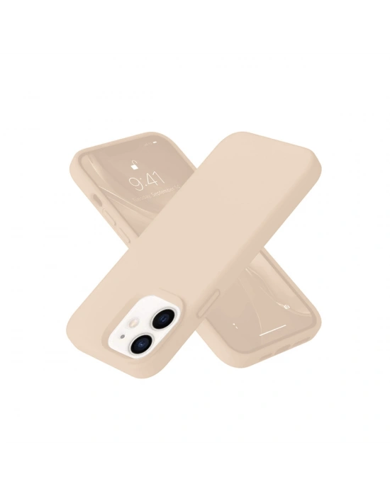 Newface iPhone 12 Kılıf Nano içi Kadife Silikon - Pudra