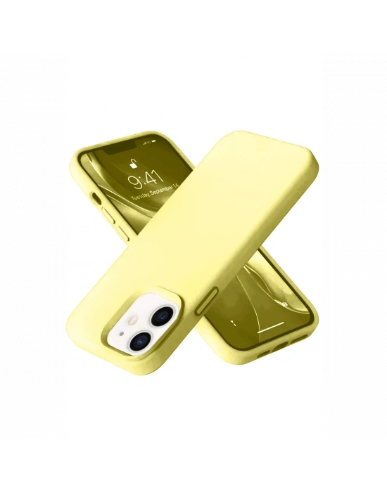 Newface iPhone 12 Kılıf Nano içi Kadife Silikon- Sarı