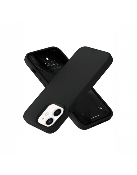 Newface iPhone 12 Kılıf Nano içi Kadife Silikon- Siyah