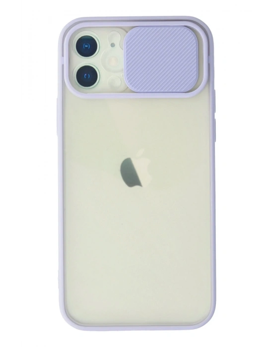 Newface iPhone 12 Kılıf Palm Buzlu Kamera Sürgülü Silikon - Lila