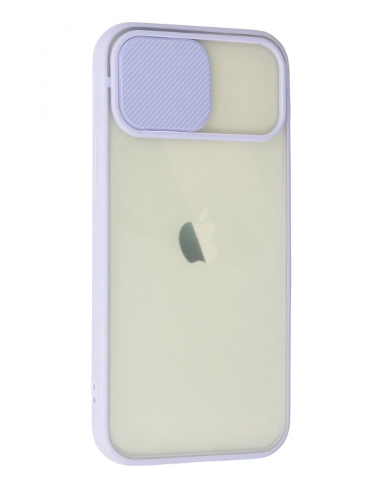 Newface iPhone 12 Kılıf Palm Buzlu Kamera Sürgülü Silikon - Lila