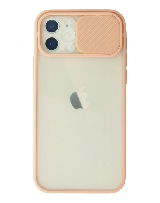 Newface iPhone 12 Kılıf Palm Buzlu Kamera Sürgülü Silikon - Pembe