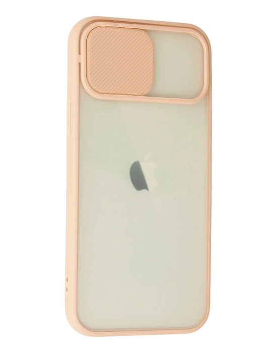 Newface iPhone 12 Kılıf Palm Buzlu Kamera Sürgülü Silikon - Pembe