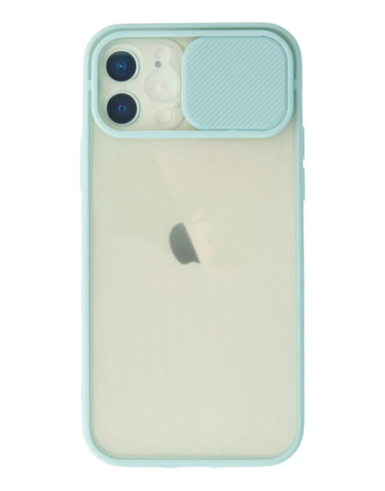 Newface iPhone 12 Kılıf Palm Buzlu Kamera Sürgülü Silikon - Turkuaz