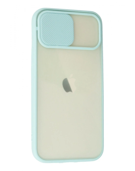 Newface iPhone 12 Kılıf Palm Buzlu Kamera Sürgülü Silikon - Turkuaz