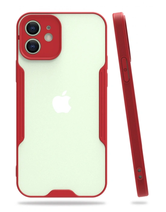 Newface iPhone 12 Kılıf Platin Silikon - Kırmızı